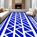 Bold Blue Geometric Tribal Pattern Rug
