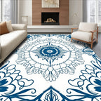 Intricate Blue Floral Mandala Design Rug