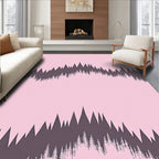 Pink Forest Silhouette Wave Pattern Rug