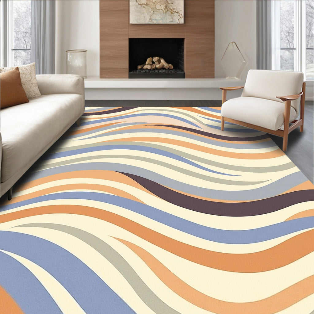 Wavy Abstract Color Swirl Rug