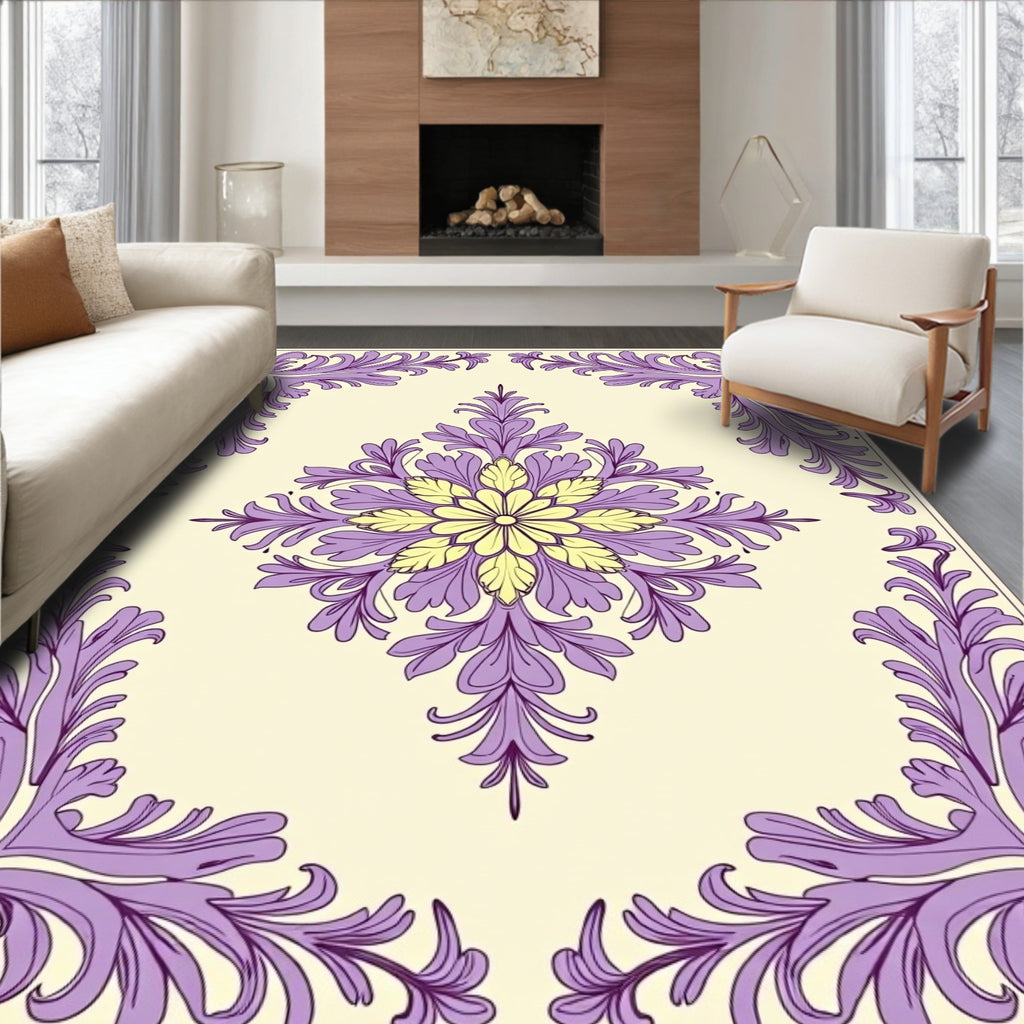 Elegant Floral Scrollwork Pattern Rug