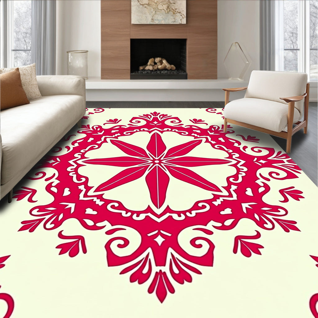 Ornate Red Floral Medallion Rug