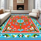 Vibrant Floral Medallion Border Rug