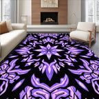 Symmetric Purple Abstract Petal Pattern Rug