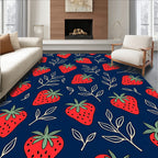 Red Strawberry Leaf Delightful Pattern Rug