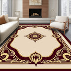 Regal Gold and Burgundy Floral Patterned Rug