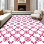 Pretty Pink Floral Lattice Pattern Rug