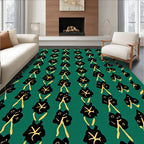 Groovy Black Abstract Floral Pattern Rug