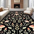 Whimsical Mushroom Leaf Pattern Rug