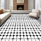 Bold Black White Geometric Pattern Rug