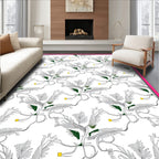 White Fern Swirl with Yellow Accents Rug