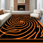 Abstract Swirl Pattern Orange Black Rug