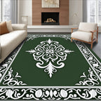 Green Floral Scrollwork Classic Design Rug