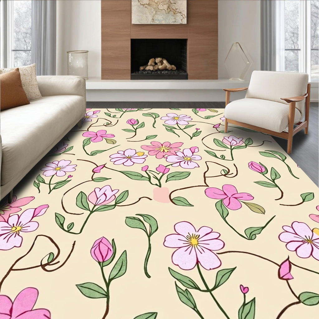 Delicate Floral Vine Pattern Rug
