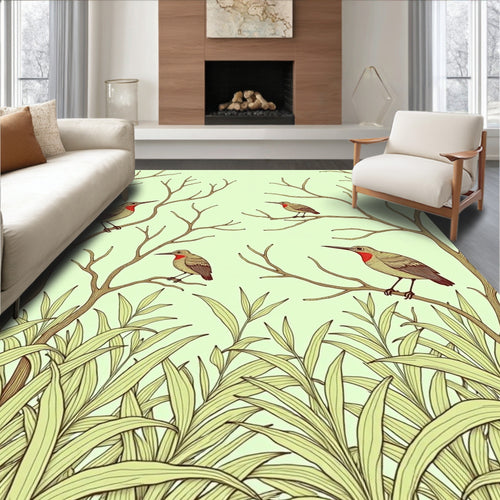 Birds Perched on Spring Branches Rug