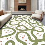 Organic Green Wavy Dot Pattern Rug