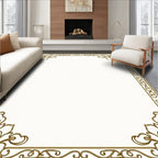 Ornate Gold Scrollwork Floral Design Rug