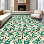 Emerald Leaf Patterned Square Design Rug