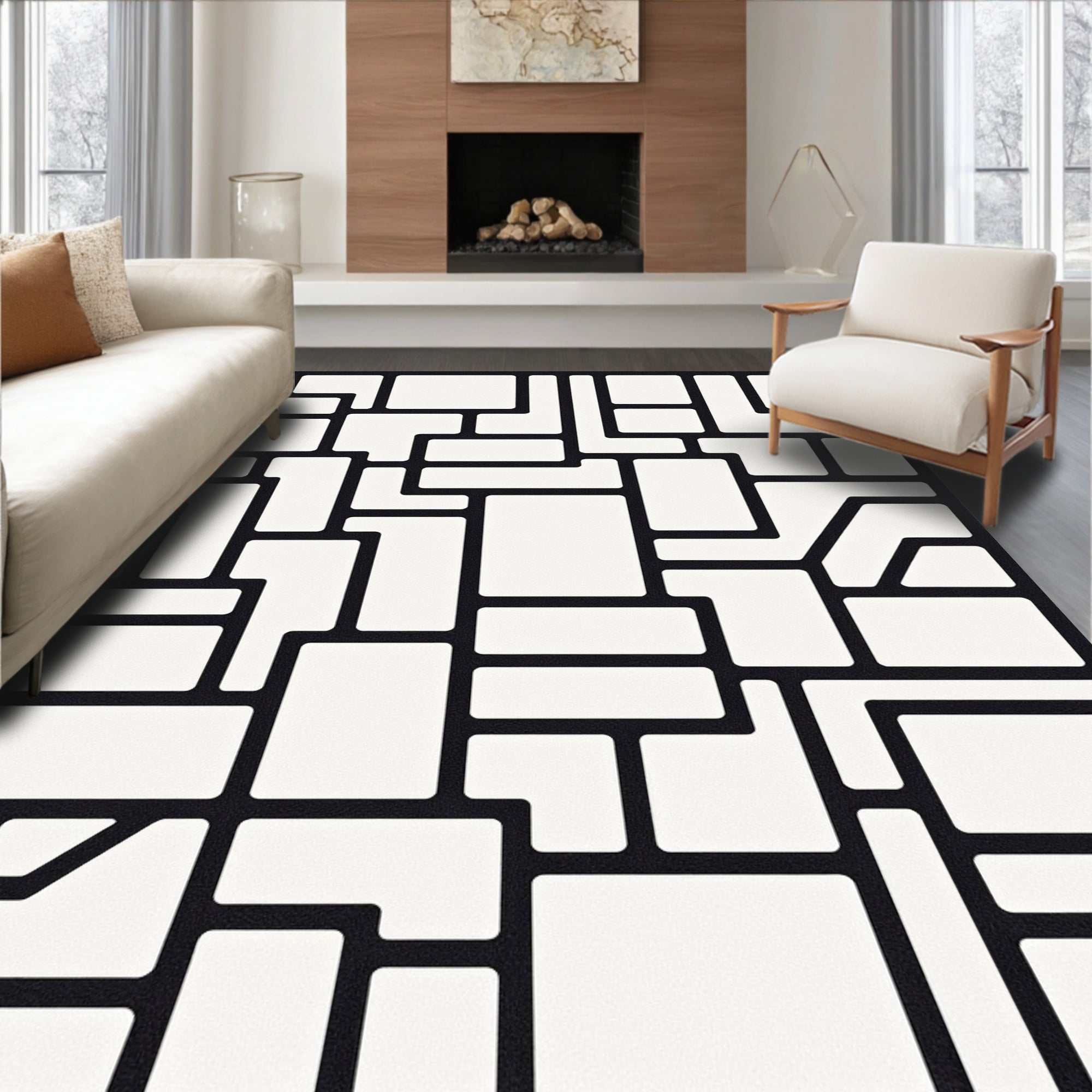 Abstract Shape Modern Geometric Design Rug