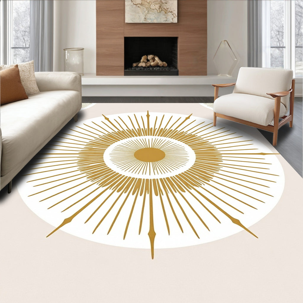 Radiant Sunburst Geometric Pattern Rug