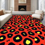 Vibrant Red Leopard Style Print Rug