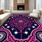 Ornate Pink And White Mandala Design Rug
