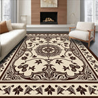 Ornate Floral Medallion Border Design Rug