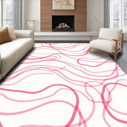 Abstract Pink Wavy Lines Pattern Rug