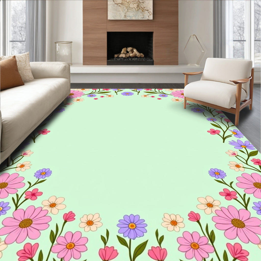 Retro Floral Garden Pattern Rug