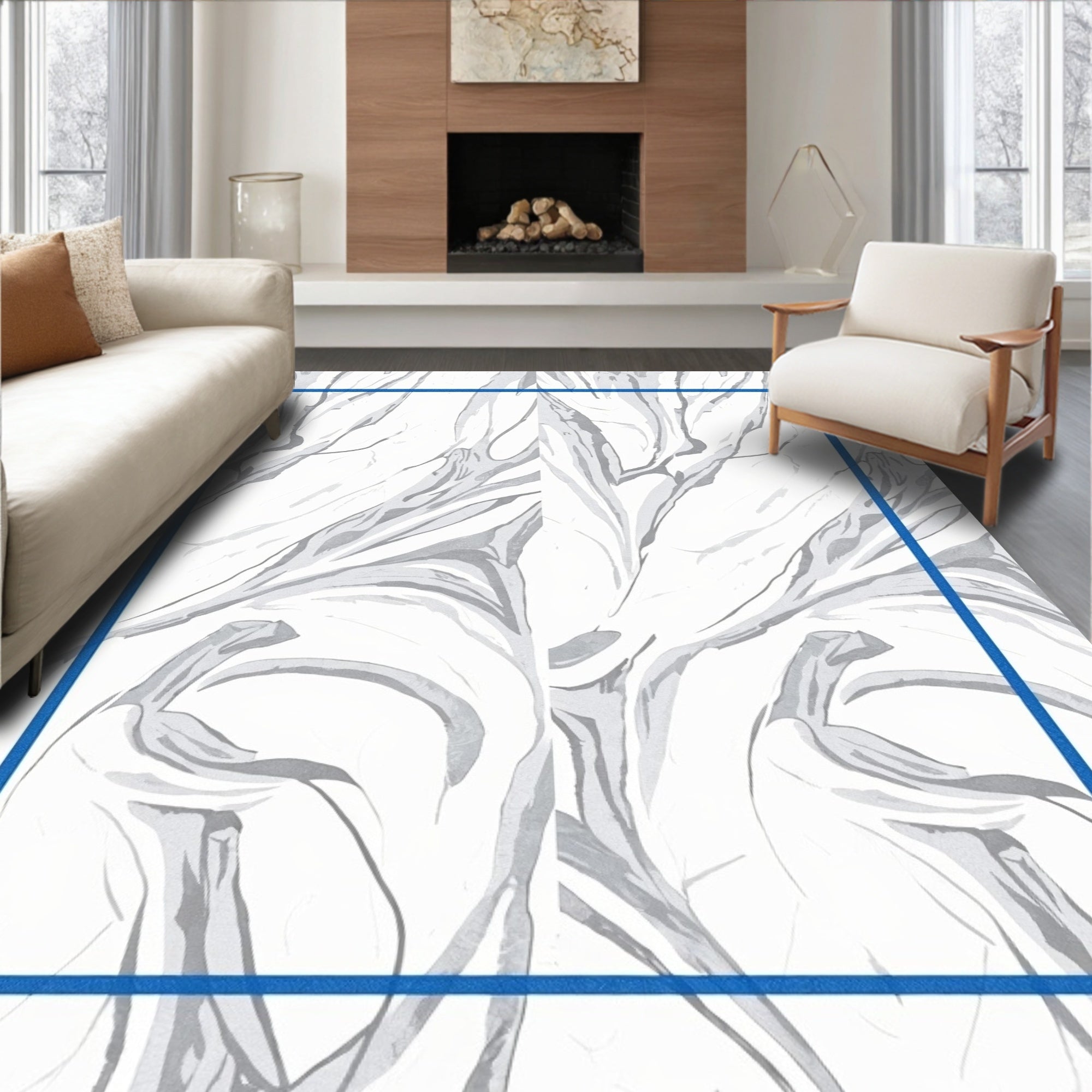 Abstract Swirls Monochrome Pattern Rug