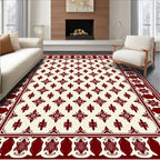 Elaborate Red Cream Lattice Design Rug
