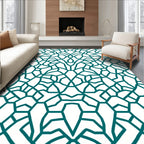 Teal Linear Intricate Connection Pattern Rug