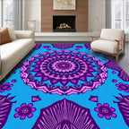 Vibrant Purple Floral Mandala Design Rug