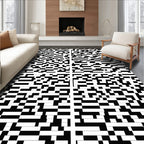 Abstract Rectangular Pattern Contrast Rug