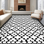 Black And White Geometric Patterned Rug