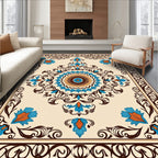Floral Mandala With Swirl Border Design Rug