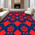 Red Floral Damask Pattern Rug