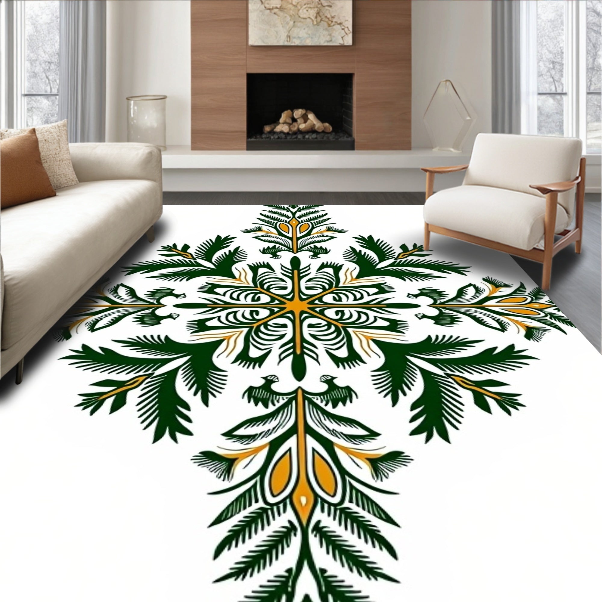 Foliage Intricate Geometric Pattern Rug