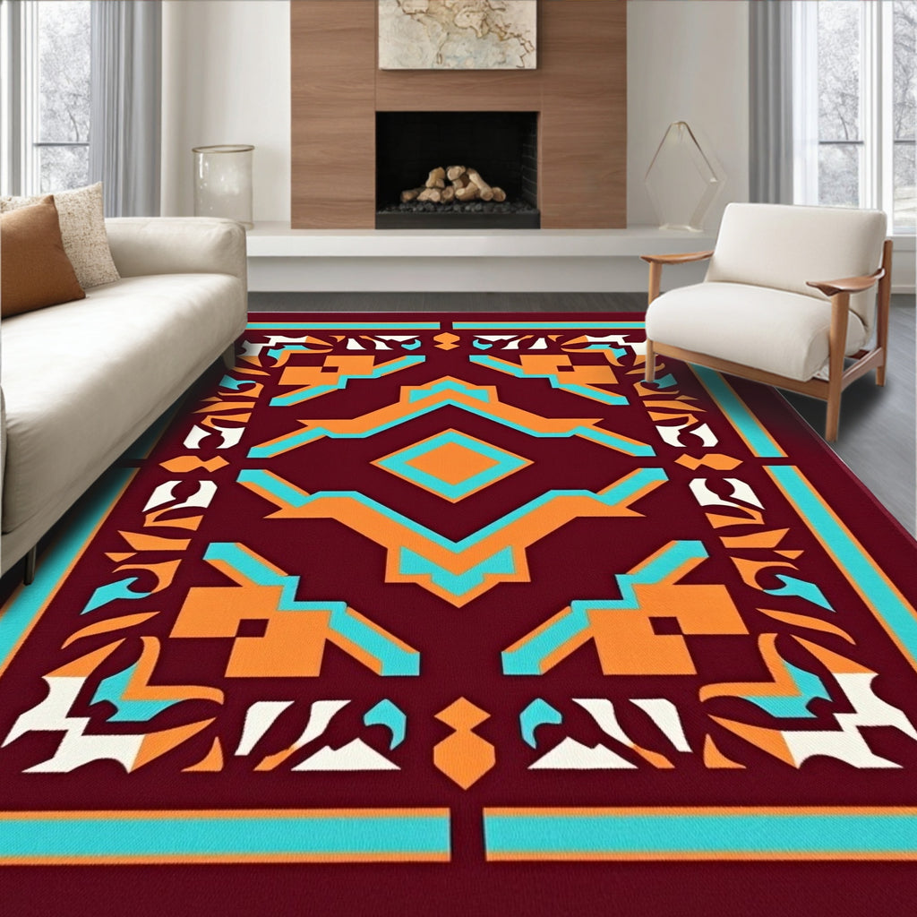 Modern Geometric Tribal Pattern Rug