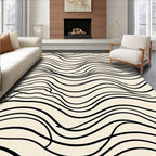 Black Wave Pattern Abstract Design Rug