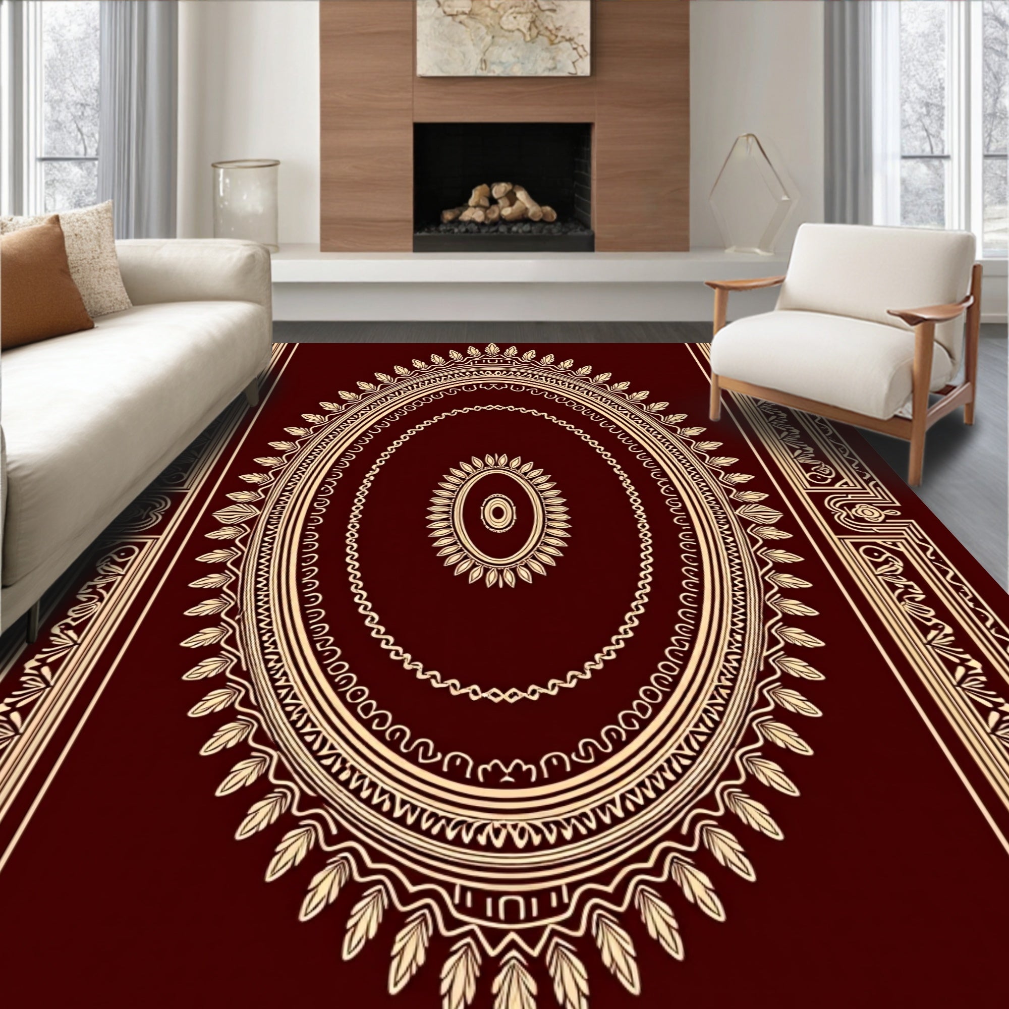 Oval Patterned Edged Design Rug