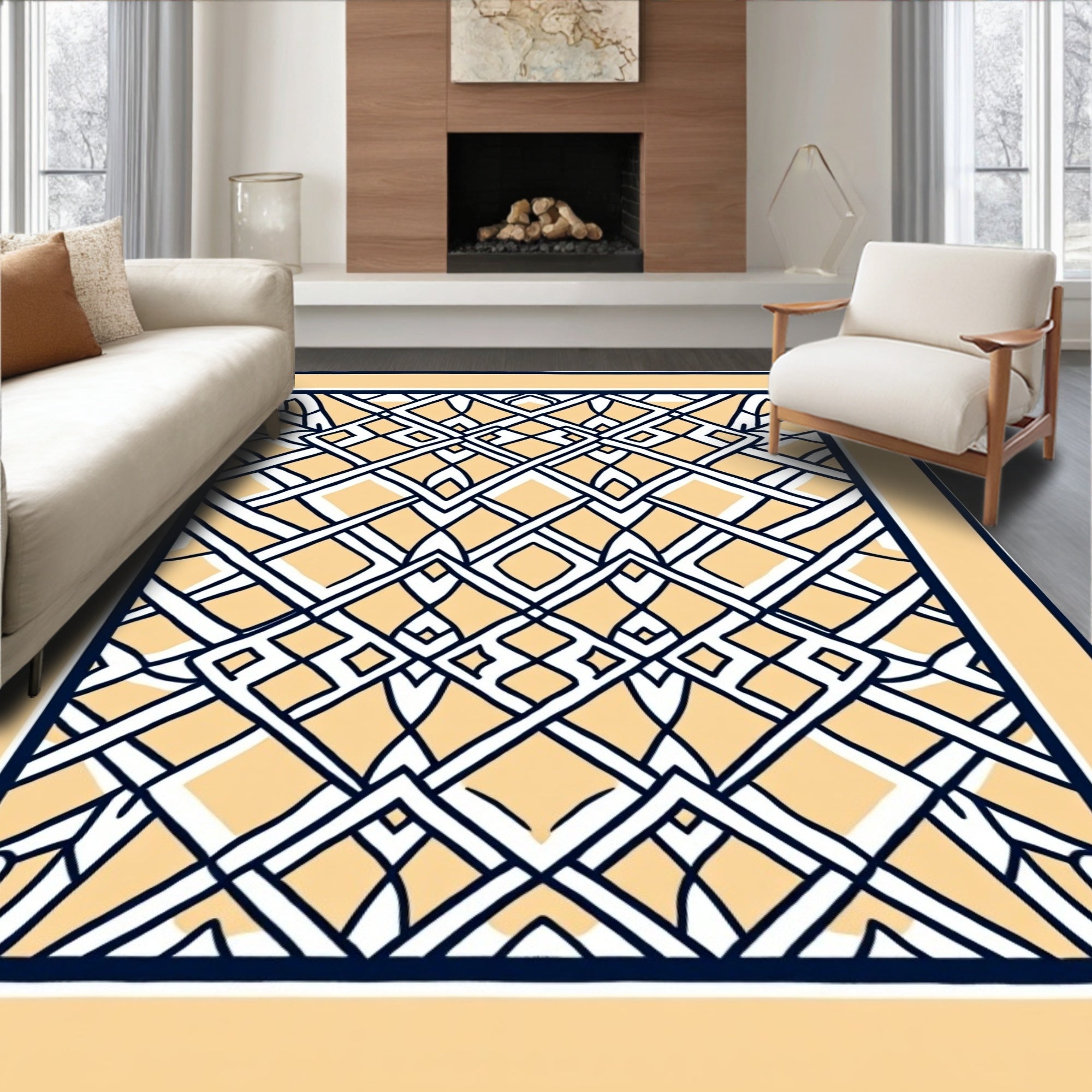Reciprocal Diamond Patterned Contemporary Rug