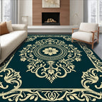 Elegant Floral Medallion Border Decor Rug