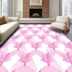 Pink Floral Geometric Pattern Rug