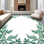 Green Leafy Vine Border Design Rug