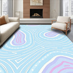 Soft Blue White Pink Swirl Pattern Rug