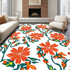 Bold Orange Floral Vine Design Rug