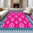 Vibrant Pink Damask Floral Pattern Rug
