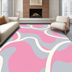 Pink And Grey Flowing Lines Design Rug