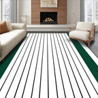 Classic Green Black Stripe Pattern Rug